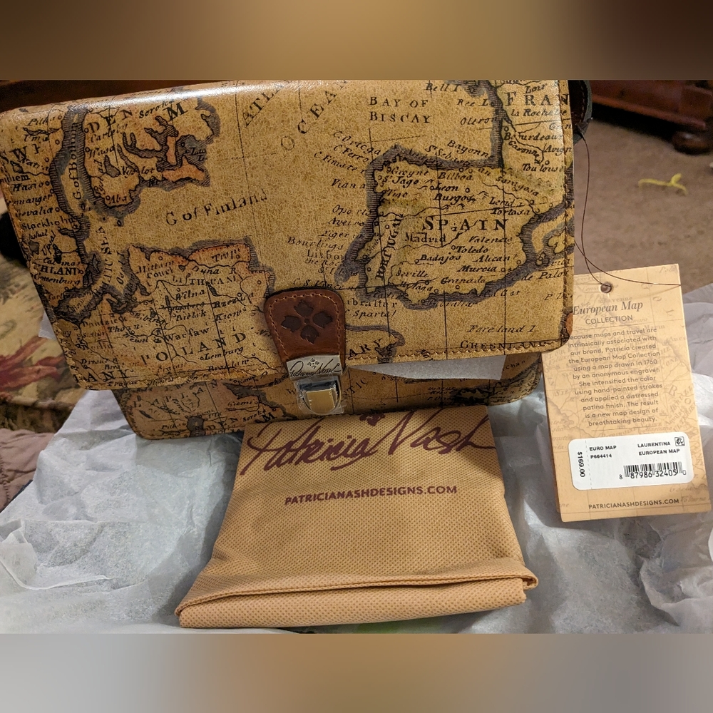 NWT 🎉Host Pick🎉 Patricia Nash European Map Collection Crossbody, All Leather